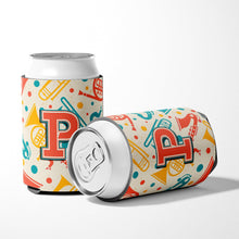Load image into Gallery viewer, Letter P Retro Teal Orange Musical Instruments Initial Can or Bottle Hugger CJ2001-PCC