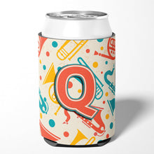 Load image into Gallery viewer, Letter Q Retro Teal Orange Musical Instruments Initial Can or Bottle Hugger CJ2001-QCC
