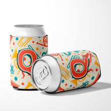 Load image into Gallery viewer, Letter Q Retro Teal Orange Musical Instruments Initial Can or Bottle Hugger CJ2001-QCC