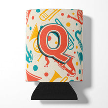 Load image into Gallery viewer, Letter Q Retro Teal Orange Musical Instruments Initial Can or Bottle Hugger CJ2001-QCC
