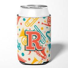 Load image into Gallery viewer, Letter R Retro Teal Orange Musical Instruments Initial Can or Bottle Hugger CJ2001-RCC