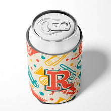 Load image into Gallery viewer, Letter R Retro Teal Orange Musical Instruments Initial Can or Bottle Hugger CJ2001-RCC