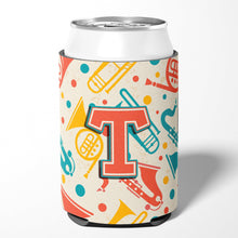 Load image into Gallery viewer, Letter T Retro Teal Orange Musical Instruments Initial Can or Bottle Hugger CJ2001-TCC