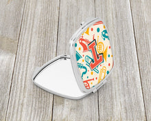 Load image into Gallery viewer, Letter T Retro Teal Orange Musical Instruments Initial Compact Mirror – Stylish Purse Mirror with Artistic Covers CJ2001-TSCM