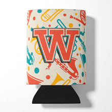 Load image into Gallery viewer, Letter W Retro Teal Orange Musical Instruments Initial Can or Bottle Hugger CJ2001-WCC