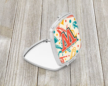 Load image into Gallery viewer, Letter W Retro Teal Orange Musical Instruments Initial Compact Mirror – Stylish Purse Mirror with Artistic Covers CJ2001-WSCM