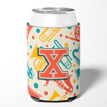 Load image into Gallery viewer, Letter X Retro Teal Orange Musical Instruments Initial Can or Bottle Hugger CJ2001-XCC
