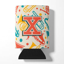 Load image into Gallery viewer, Letter X Retro Teal Orange Musical Instruments Initial Can or Bottle Hugger CJ2001-XCC