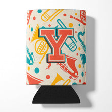 Load image into Gallery viewer, Letter Y Retro Teal Orange Musical Instruments Initial Can or Bottle Hugger CJ2001-YCC