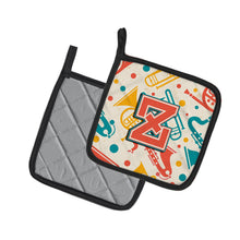 Load image into Gallery viewer, Letter Z Retro Teal Orange Musical Instruments Initial Pot Holders - Set of 2 - Heat-Resistant Kitchen Essentials CJ2001-ZPTHD
