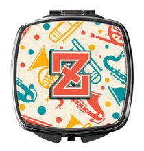 Load image into Gallery viewer, Letter Z Retro Teal Orange Musical Instruments Initial Compact Mirror – Stylish Purse Mirror with Artistic Covers CJ2001-ZSCM