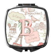 Load image into Gallery viewer, Letter B Love in Paris Pink Compact Mirror – Stylish Purse Mirror with Artistic Covers CJ2002-BSCM