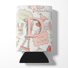 Load image into Gallery viewer, Letter D Love in Paris Pink Can or Bottle Hugger CJ2002-DCC