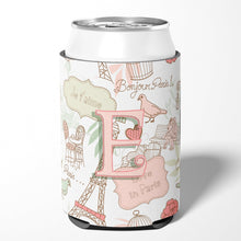 Load image into Gallery viewer, Letter E Love in Paris Pink Can or Bottle Hugger CJ2002-ECC