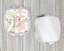 Load image into Gallery viewer, Letter E Love in Paris Pink Compact Mirror – Stylish Purse Mirror with Artistic Covers CJ2002-ESCM