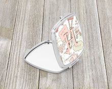 Load image into Gallery viewer, Letter H Love in Paris Pink Compact Mirror – Stylish Purse Mirror with Artistic Covers CJ2002-HSCM