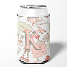 Load image into Gallery viewer, Letter K Love in Paris Pink Can or Bottle Hugger CJ2002-KCC