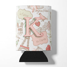 Load image into Gallery viewer, Letter K Love in Paris Pink Can or Bottle Hugger CJ2002-KCC