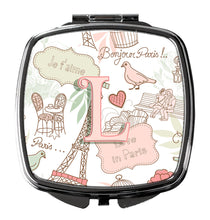 Load image into Gallery viewer, Letter L Love in Paris Pink Compact Mirror – Stylish Purse Mirror with Artistic Covers CJ2002-LSCM