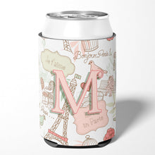 Load image into Gallery viewer, Letter M Love in Paris Pink Can or Bottle Hugger CJ2002-MCC