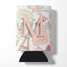 Load image into Gallery viewer, Letter M Love in Paris Pink Can or Bottle Hugger CJ2002-MCC