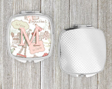 Load image into Gallery viewer, Letter M Love in Paris Pink Compact Mirror – Stylish Purse Mirror with Artistic Covers CJ2002-MSCM