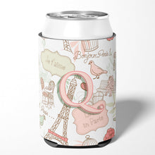 Load image into Gallery viewer, Letter Q Love in Paris Pink Can or Bottle Hugger CJ2002-QCC