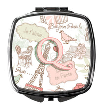 Load image into Gallery viewer, Letter Q Love in Paris Pink Compact Mirror – Stylish Purse Mirror with Artistic Covers CJ2002-QSCM