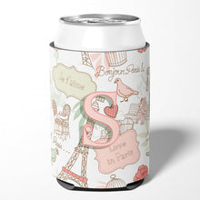 Load image into Gallery viewer, Letter S Love in Paris Pink Can or Bottle Hugger CJ2002-SCC