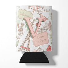 Load image into Gallery viewer, Letter V Love in Paris Pink Can or Bottle Hugger CJ2002-VCC