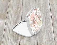 Load image into Gallery viewer, Letter W Love in Paris Pink Compact Mirror – Stylish Purse Mirror with Artistic Covers CJ2002-WSCM