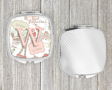 Load image into Gallery viewer, Letter W Love in Paris Pink Compact Mirror – Stylish Purse Mirror with Artistic Covers CJ2002-WSCM