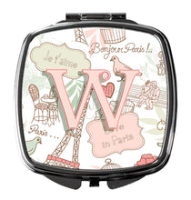 Load image into Gallery viewer, Letter W Love in Paris Pink Compact Mirror – Stylish Purse Mirror with Artistic Covers CJ2002-WSCM