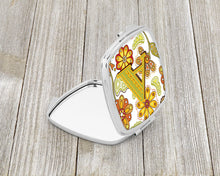 Load image into Gallery viewer, Letter A Floral Mustard and Green Compact Mirror – Stylish Purse Mirror with Artistic Covers CJ2003-ASCM