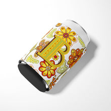 Load image into Gallery viewer, Letter B Floral Mustard and Green Can or Bottle Hugger CJ2003-BCC