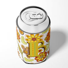 Load image into Gallery viewer, Letter B Floral Mustard and Green Can or Bottle Hugger CJ2003-BCC