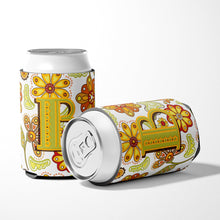 Load image into Gallery viewer, Letter B Floral Mustard and Green Can or Bottle Hugger CJ2003-BCC