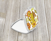 Load image into Gallery viewer, Letter B Floral Mustard and Green Compact Mirror – Stylish Purse Mirror with Artistic Covers CJ2003-BSCM