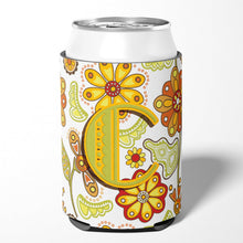 Load image into Gallery viewer, Letter C Floral Mustard and Green Can or Bottle Hugger CJ2003-CCC