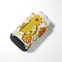 Load image into Gallery viewer, Letter D Floral Mustard and Green Can or Bottle Hugger CJ2003-DCC