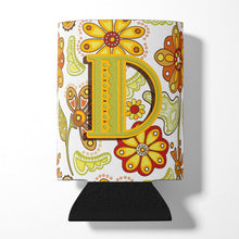 Load image into Gallery viewer, Letter D Floral Mustard and Green Can or Bottle Hugger CJ2003-DCC