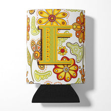 Load image into Gallery viewer, Letter E Floral Mustard and Green Can or Bottle Hugger CJ2003-ECC