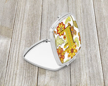 Load image into Gallery viewer, Letter E Floral Mustard and Green Compact Mirror – Stylish Purse Mirror with Artistic Covers CJ2003-ESCM