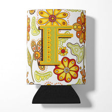 Load image into Gallery viewer, Letter F Floral Mustard and Green Can or Bottle Hugger CJ2003-FCC