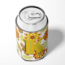 Load image into Gallery viewer, Letter K Floral Mustard and Green Can or Bottle Hugger CJ2003-KCC
