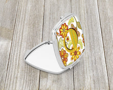 Load image into Gallery viewer, Letter O Floral Mustard and Green Compact Mirror – Stylish Purse Mirror with Artistic Covers CJ2003-OSCM