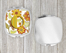 Load image into Gallery viewer, Letter O Floral Mustard and Green Compact Mirror – Stylish Purse Mirror with Artistic Covers CJ2003-OSCM