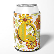 Load image into Gallery viewer, Letter Q Floral Mustard and Green Can or Bottle Hugger CJ2003-QCC