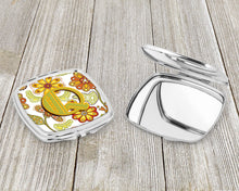 Load image into Gallery viewer, Letter Q Floral Mustard and Green Compact Mirror – Stylish Purse Mirror with Artistic Covers CJ2003-QSCM