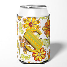 Load image into Gallery viewer, Letter S Floral Mustard and Green Can or Bottle Hugger CJ2003-SCC